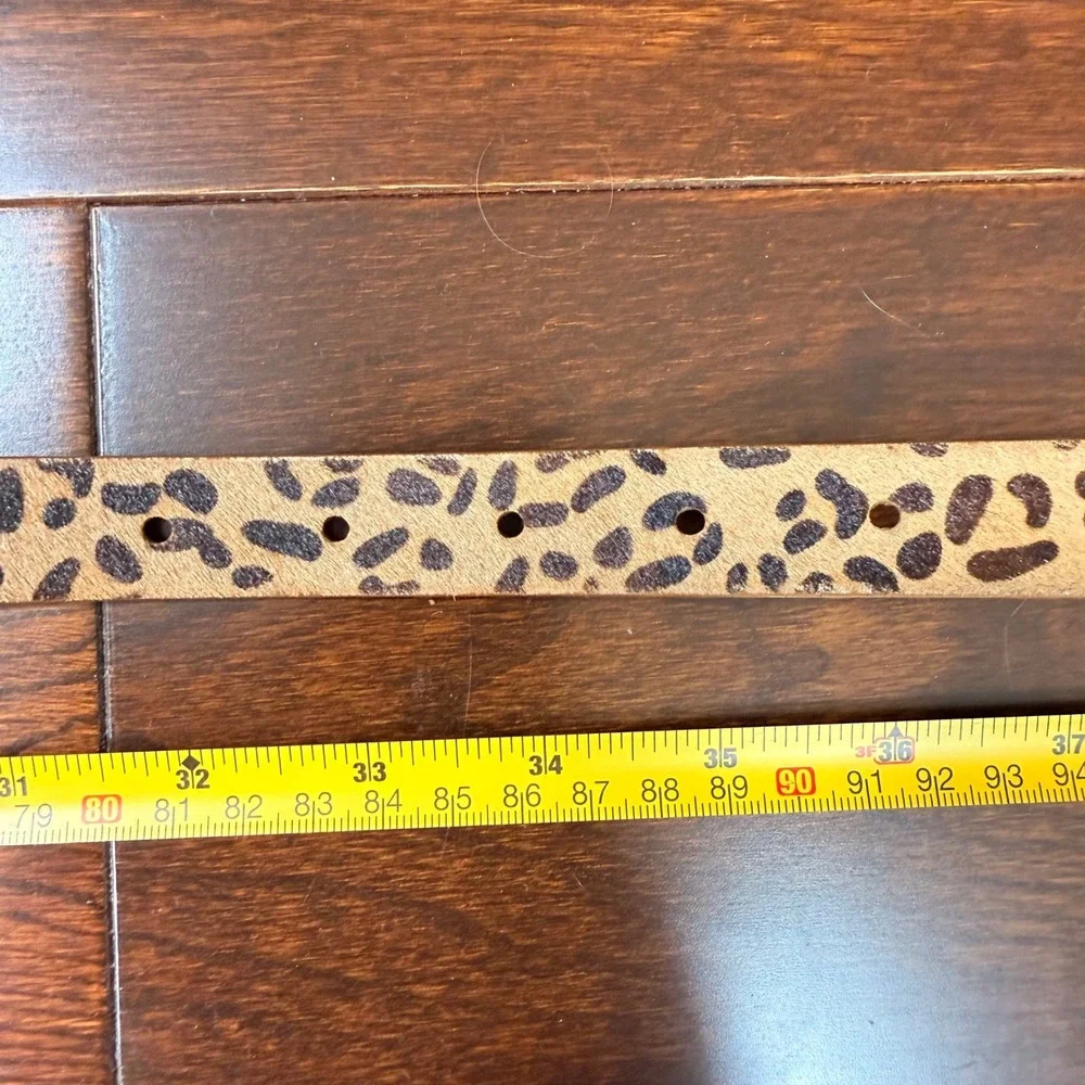 Banana Republic Womens Leopard Calf Hair Leather Belt Small Gold Buckle 230640